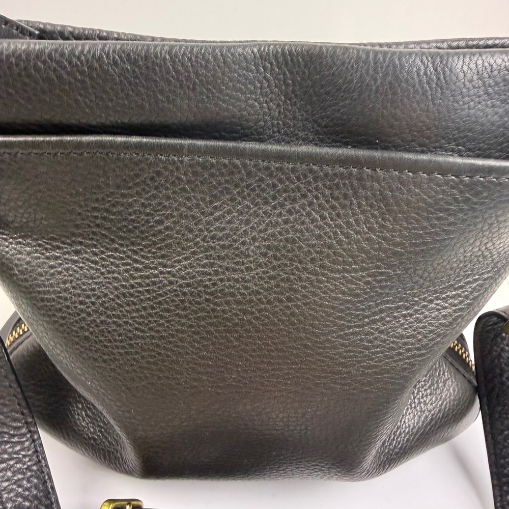 Fossil Black Pebbled Leather Crossbody Bag Expandable Brass Key Charm Messenger - Picture 6 of 14